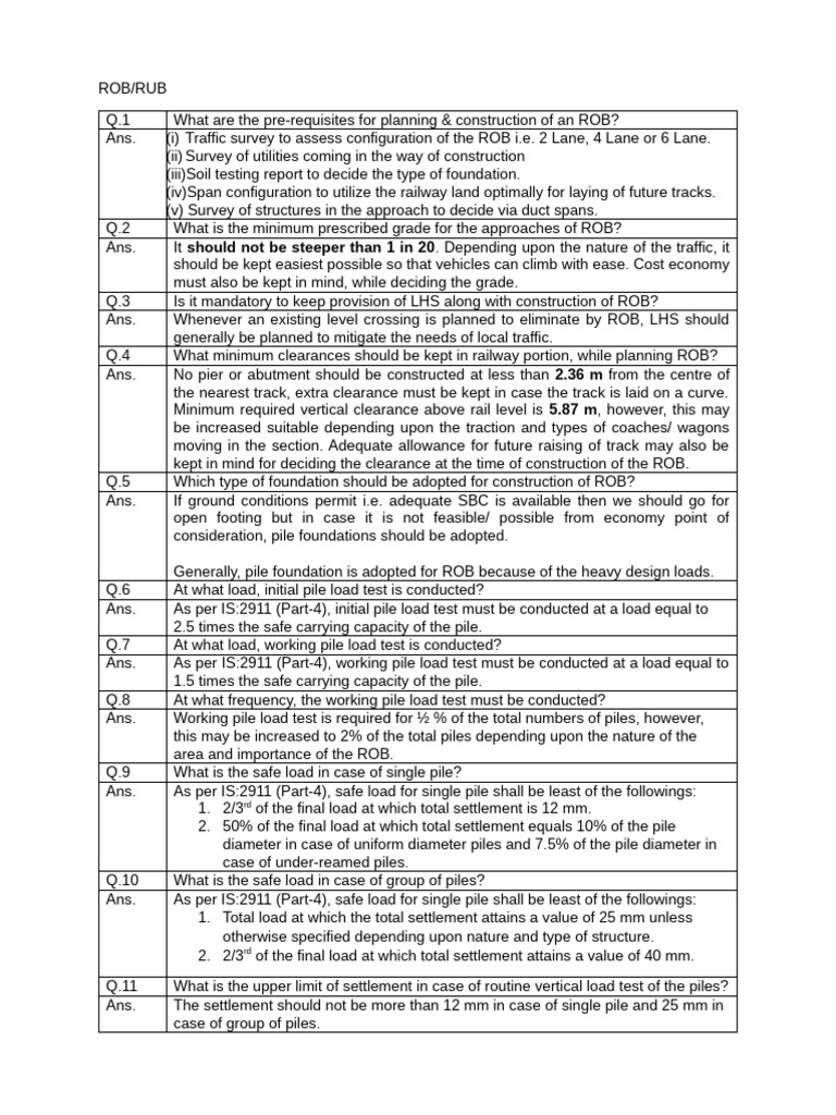 ROB/RUB Construction Guidelines | PDF | Crane (Machine) | Drainage