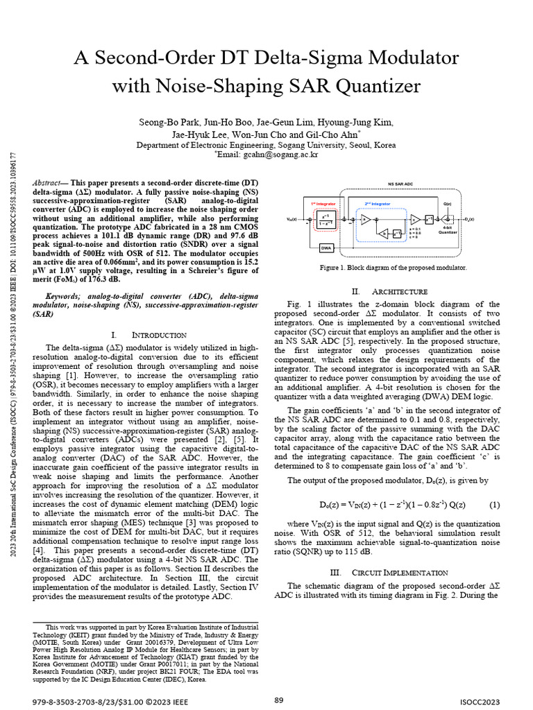 Second-Order DT Delta-Sigma Modulator | PDF | Analog To Digital ...