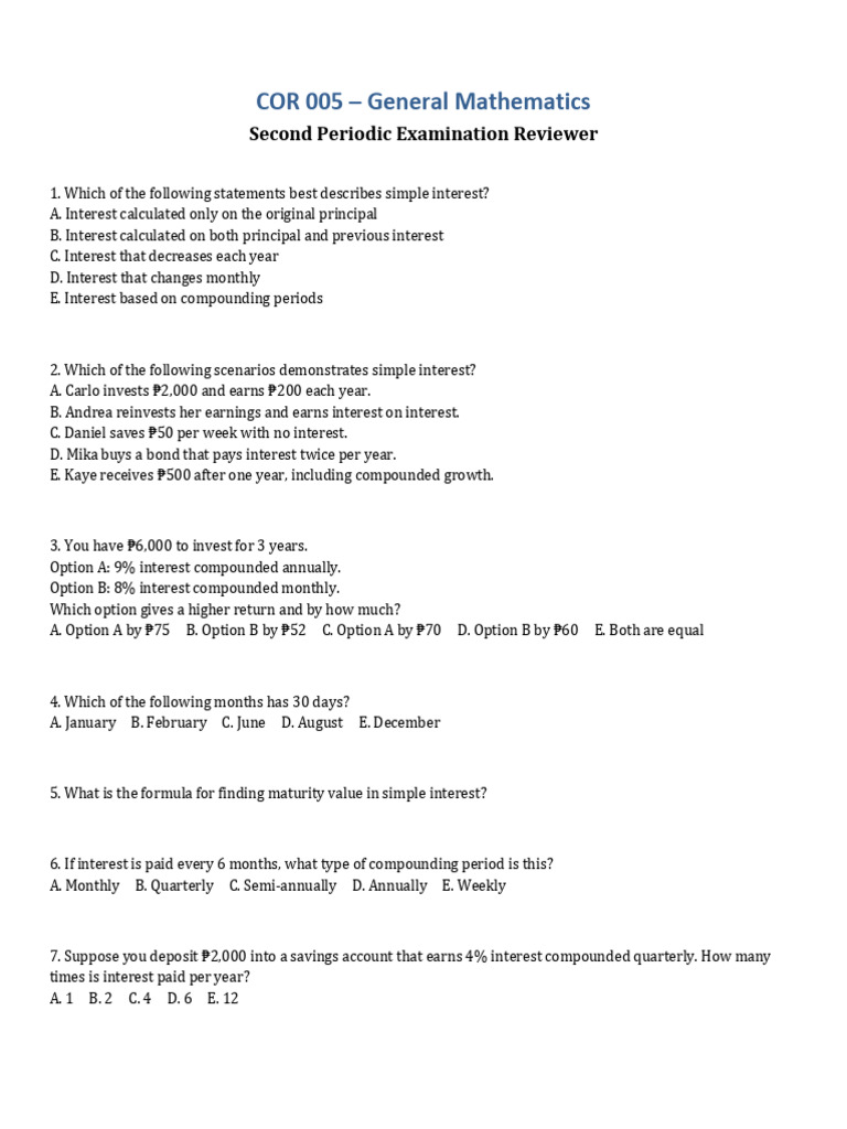 Cor 005 Pag Review | PDF | Interest | Compound Interest