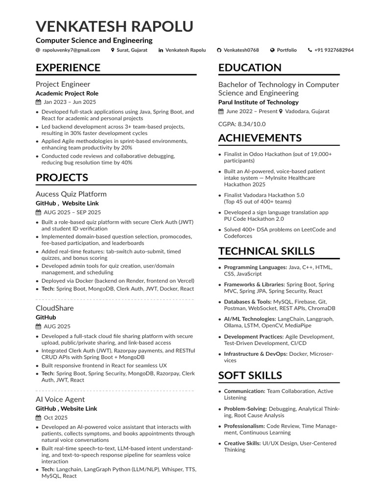 Venkatesh Rapolu Resume | PDF | Computing | Software Engineering