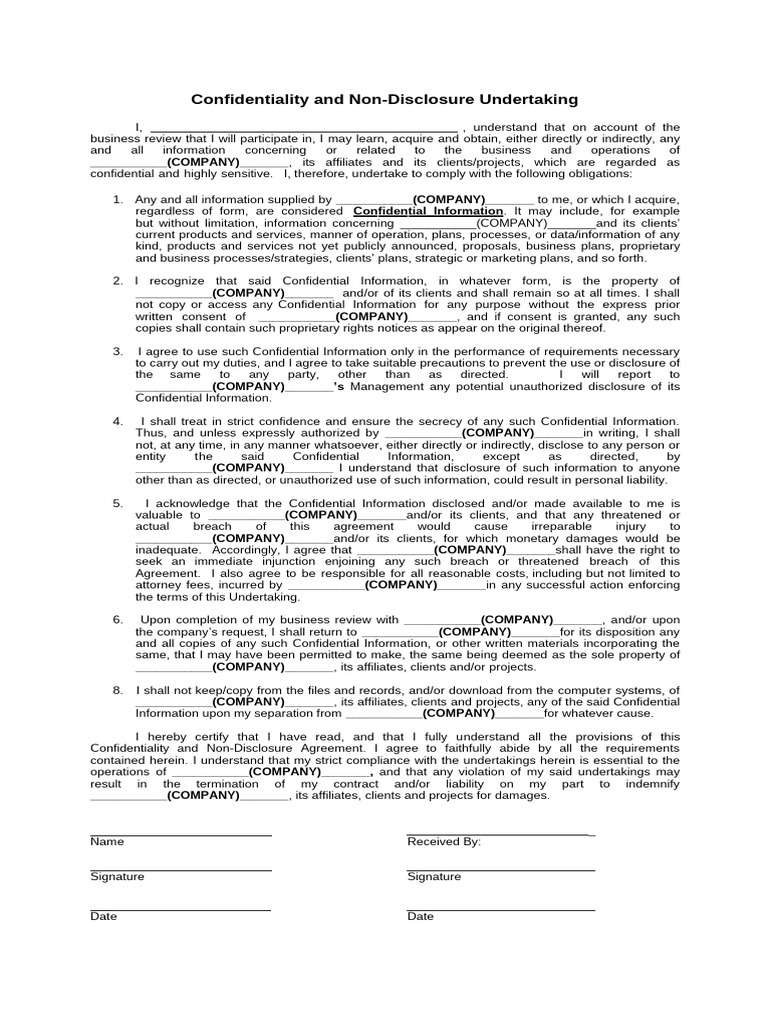 Confidentiality Non-Disclosure Agreement | PDF | Non Disclosure ...