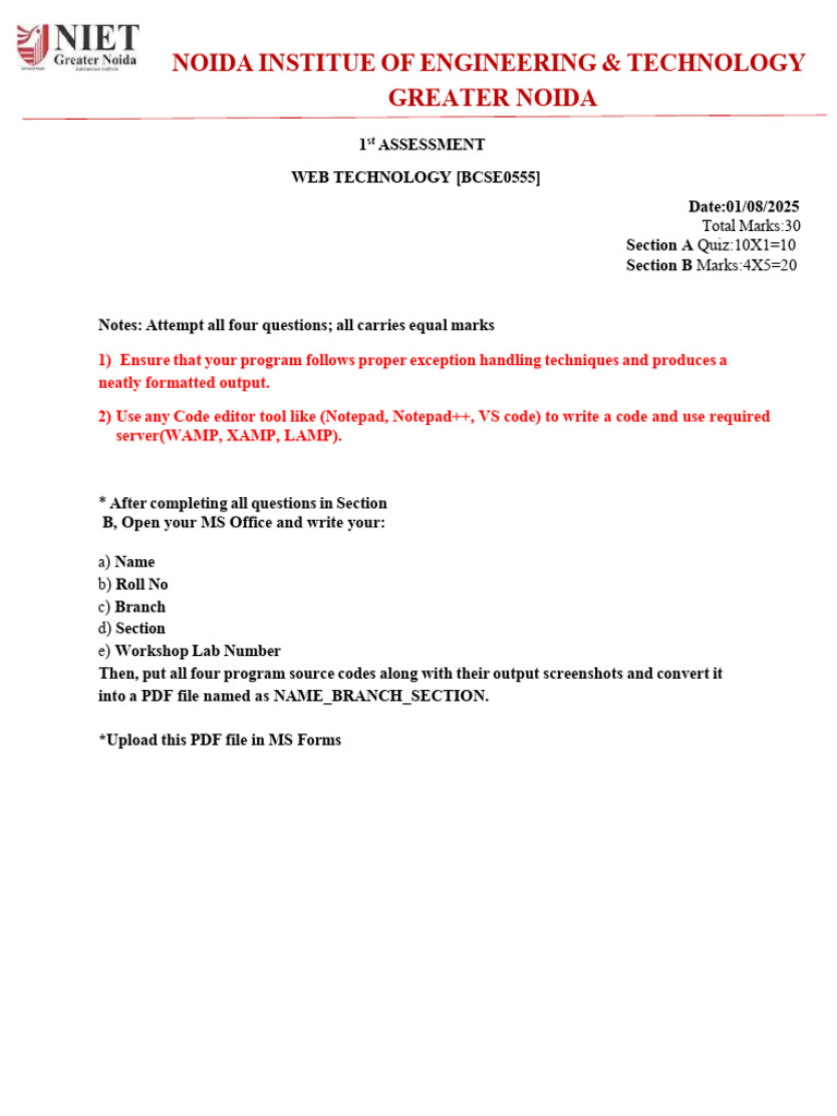 Web Technology 1st Sessional | PDF | Html | Résumé