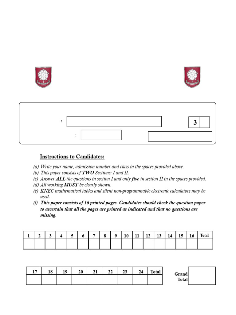 Lenana School Form 3 Math Midterm 2025 | PDF | Triangle | Area