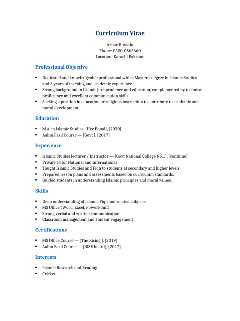 Azhar Hussain CV | PDF