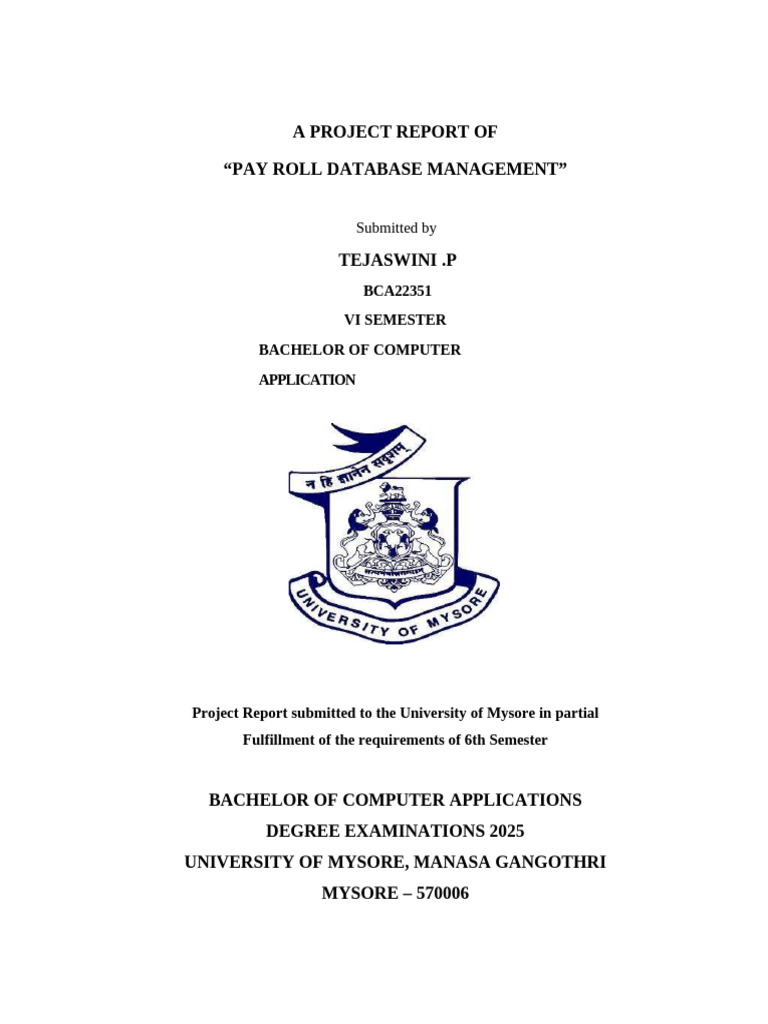 Payroll Database Management System Report | PDF | Payroll | Databases