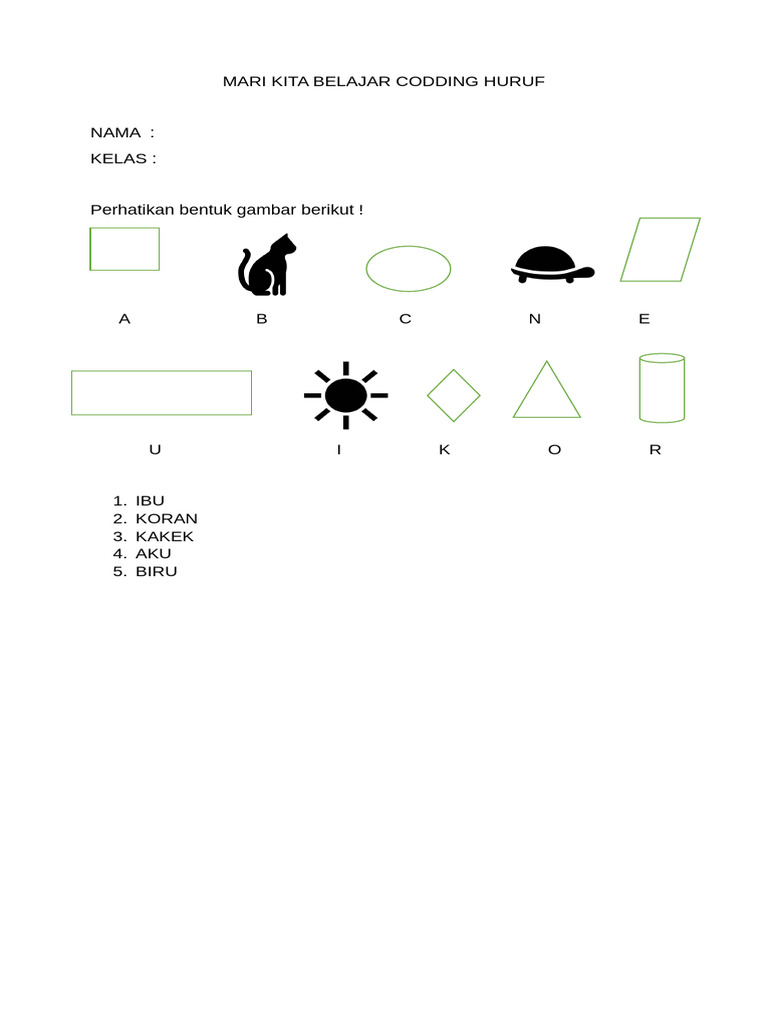 Belajar Coding Huruf untuk Anak | PDF