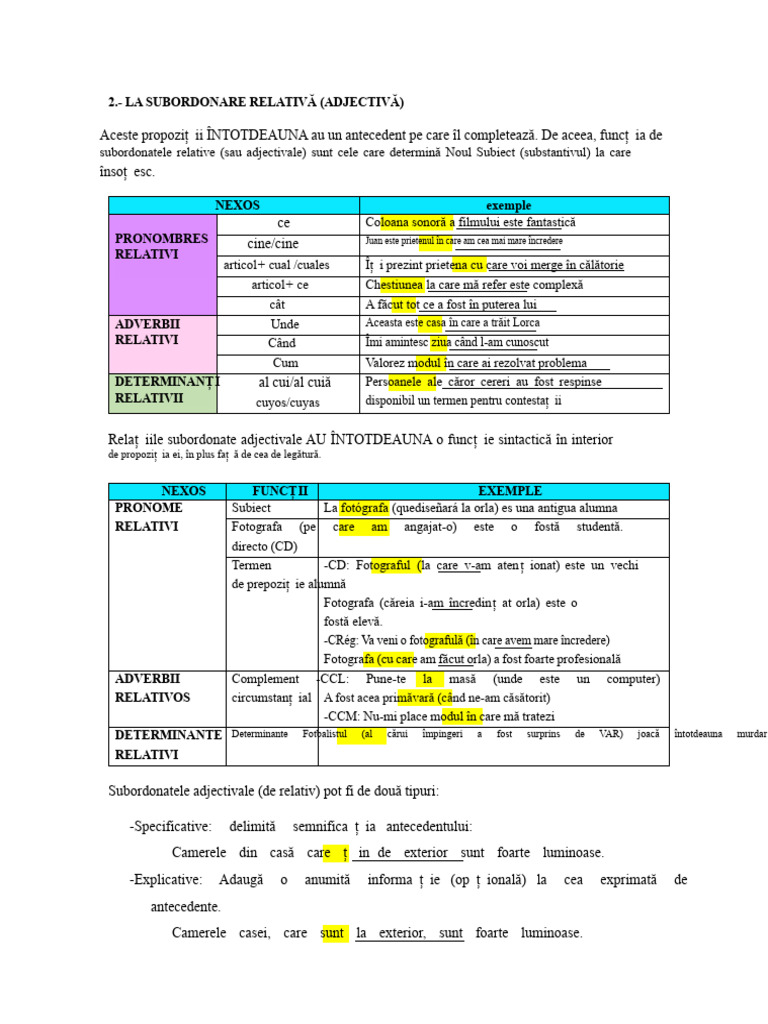 Schema Subordonare Relativă | PDF