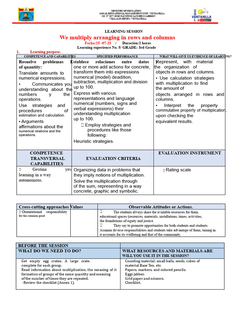 MATH SESSION 25-07-23 we multiply in rows and columns .docx GLADYS 3 A ...
