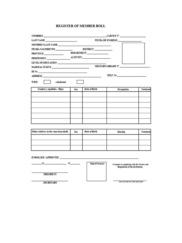 A. Membership Register | PDF
