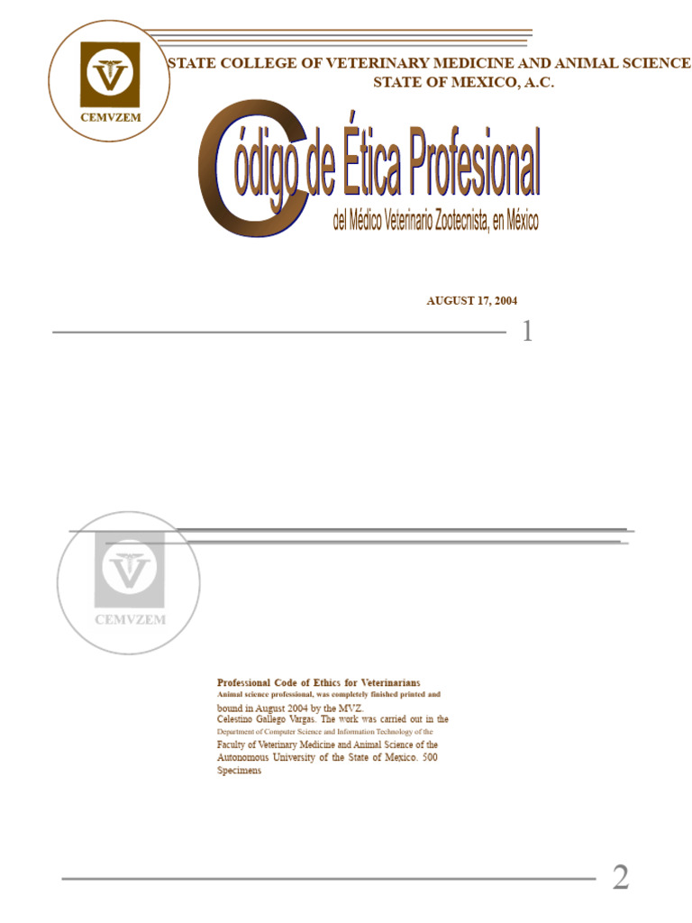 Veterinary Ethics Code for Professionals | PDF | Veterinary Medicine ...