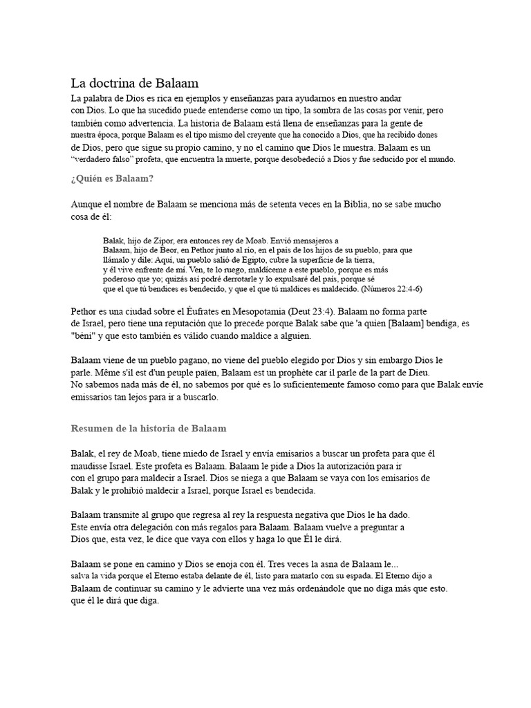 Lecciones de la historia de Balaam | PDF | Profecía | Creencia ...