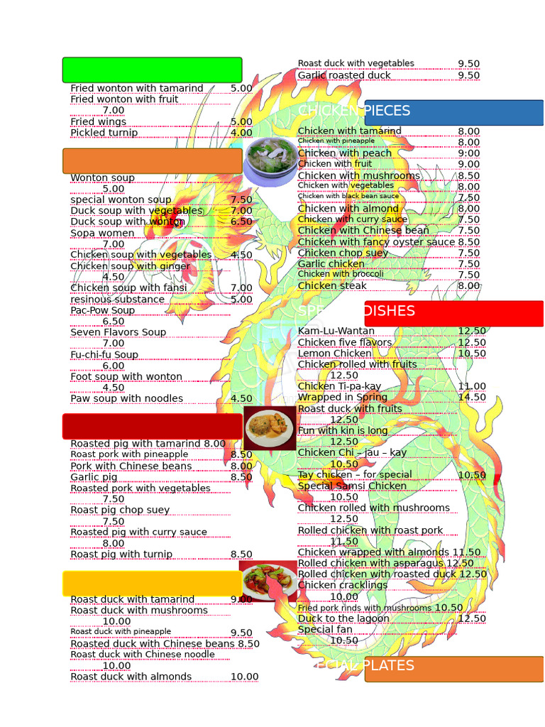 Chifa Menu Highlights and Specialties | PDF | Dumpling | Chinese Cuisine