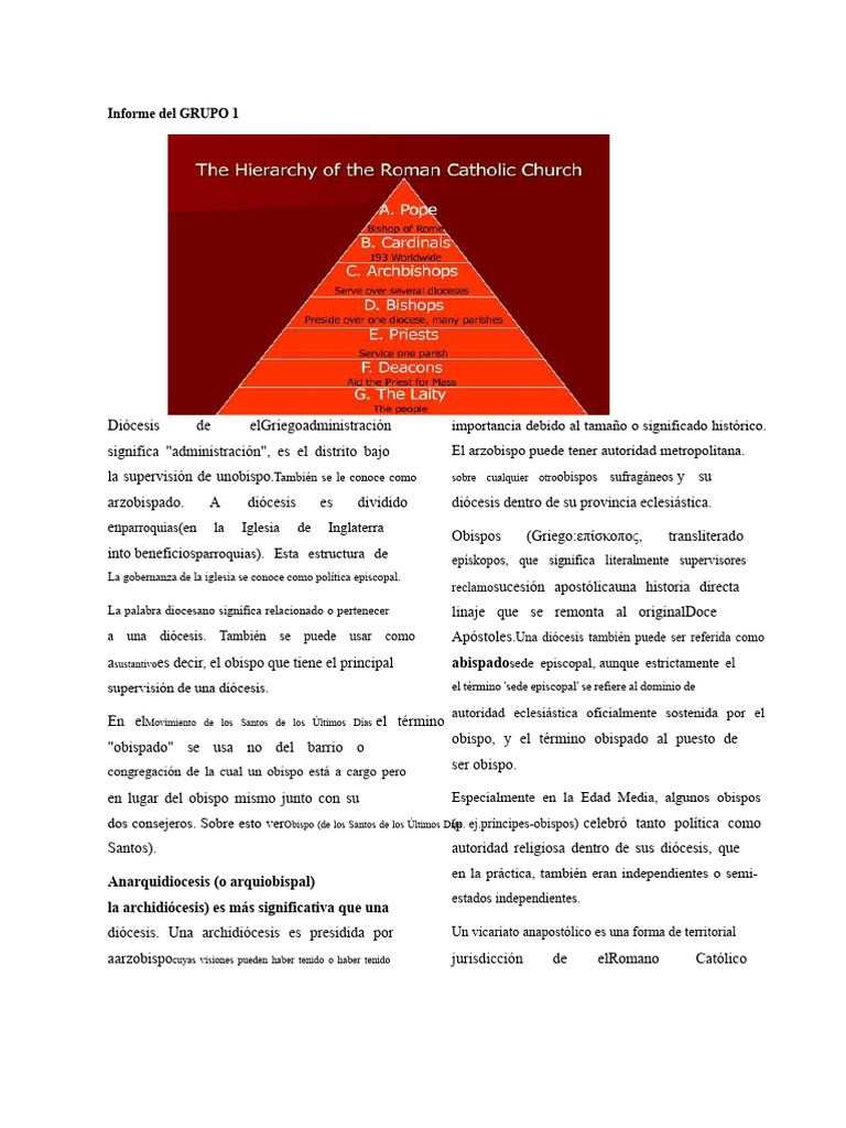 Jerarquía de La Iglesia Católica Romana | PDF | obispo | Diácono
