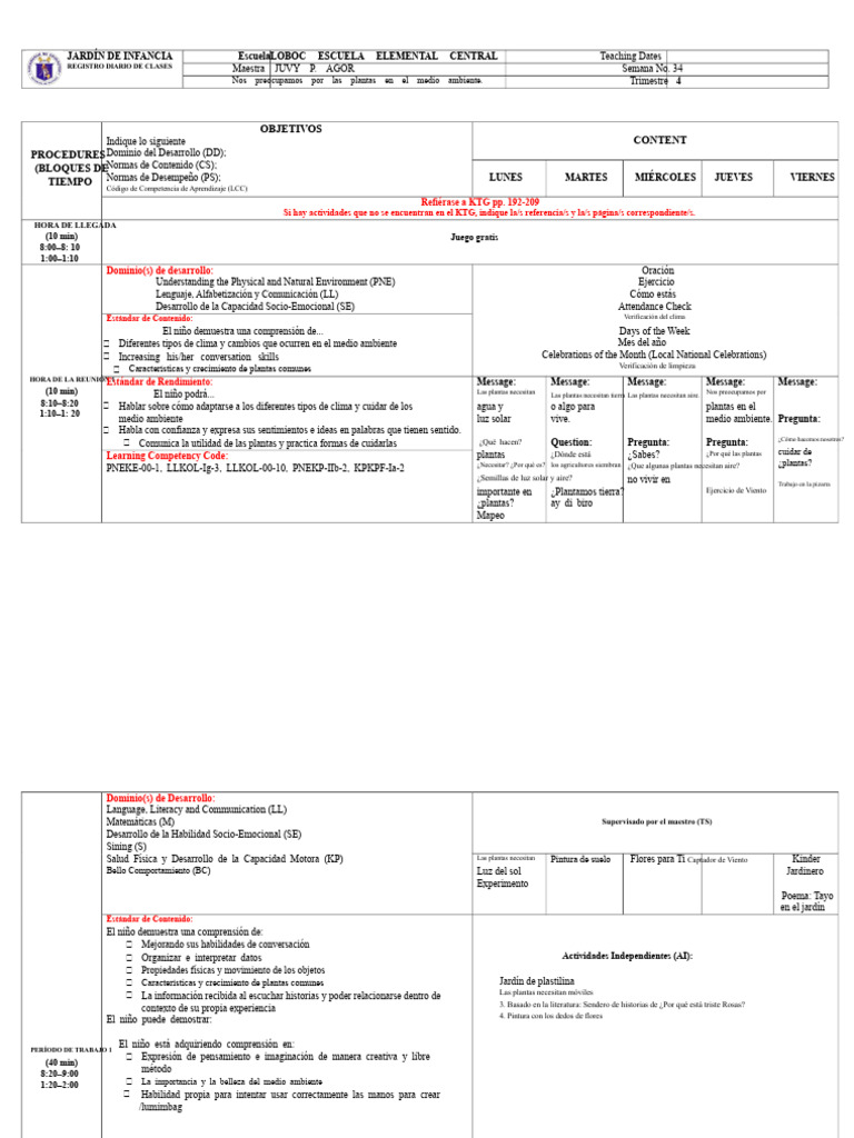 DLL Semana 34 LCES | PDF | Educación de la primera infancia | Comunicación
