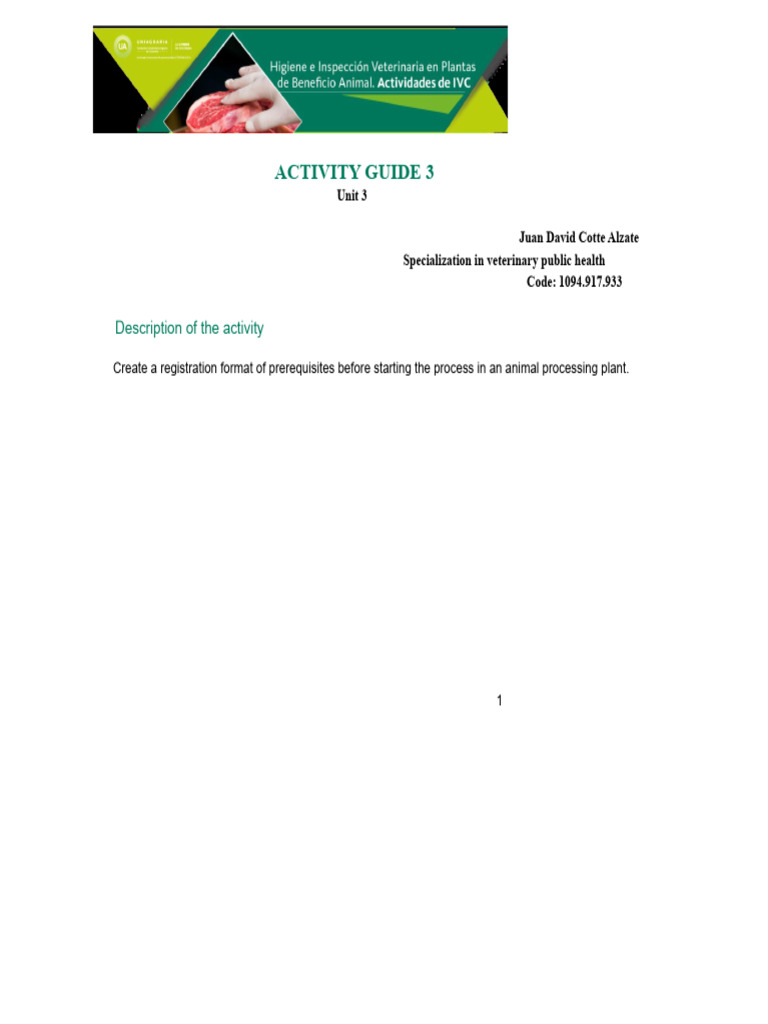 Record of Preconditions Before The Start of The Process in An Animal ...
