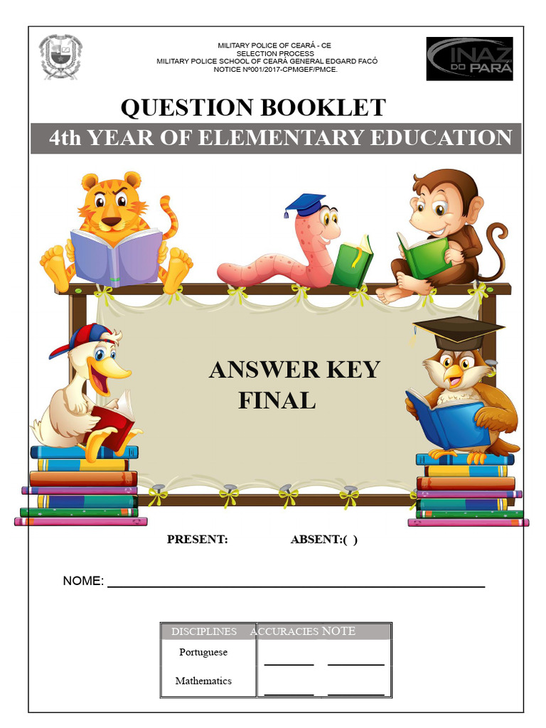 4th Year of Elementary School 1 (Test With Answer Key) | PDF | Linguistics