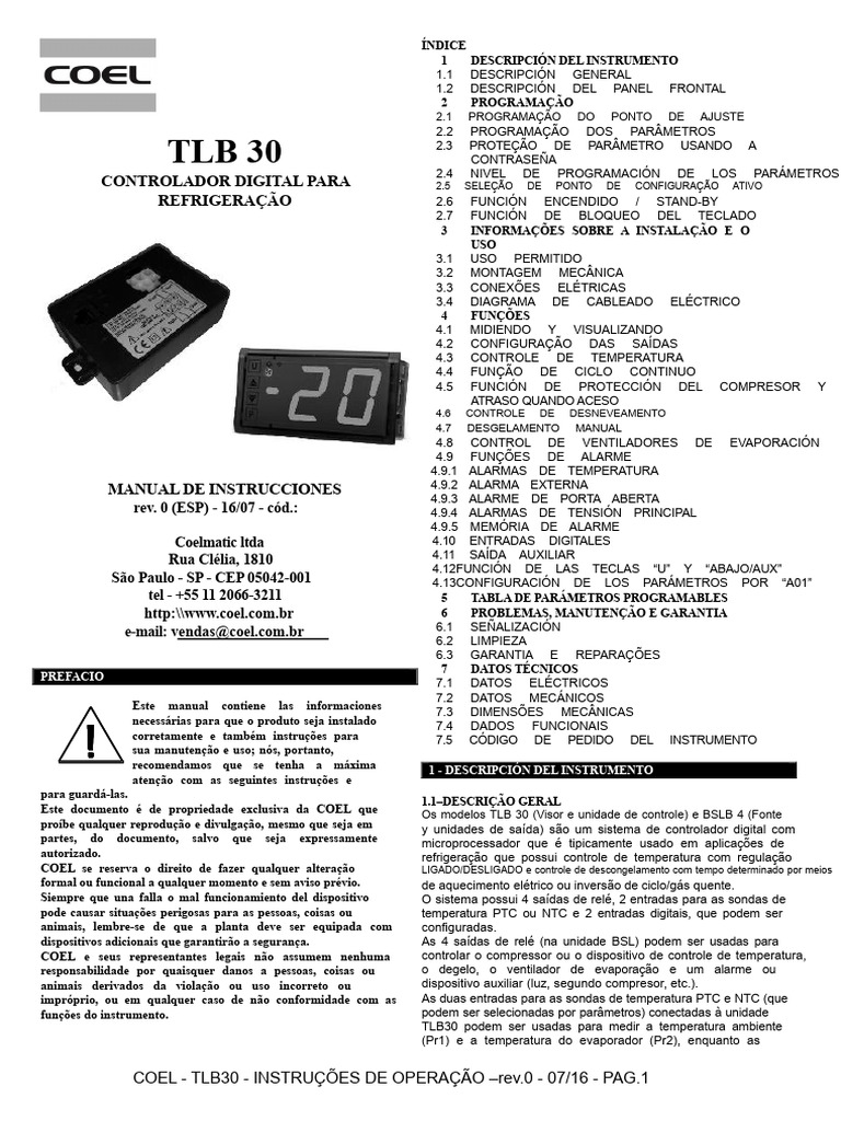 Manual do Controlador Digital TLB 30 | PDF | Parâmetro (programação de ...