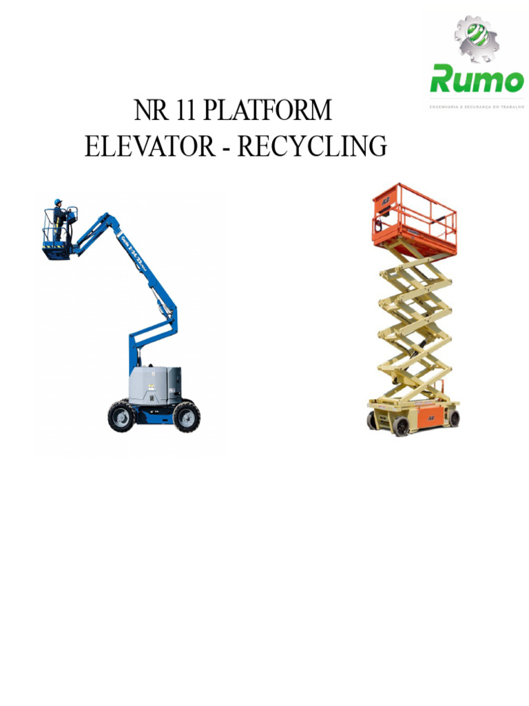 NR 11 Elevator Safety and Training Guide | PDF | Pallet | Crane (Machine)