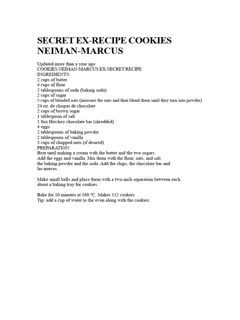 Neiman Marcus Cookie Recipe | PDF