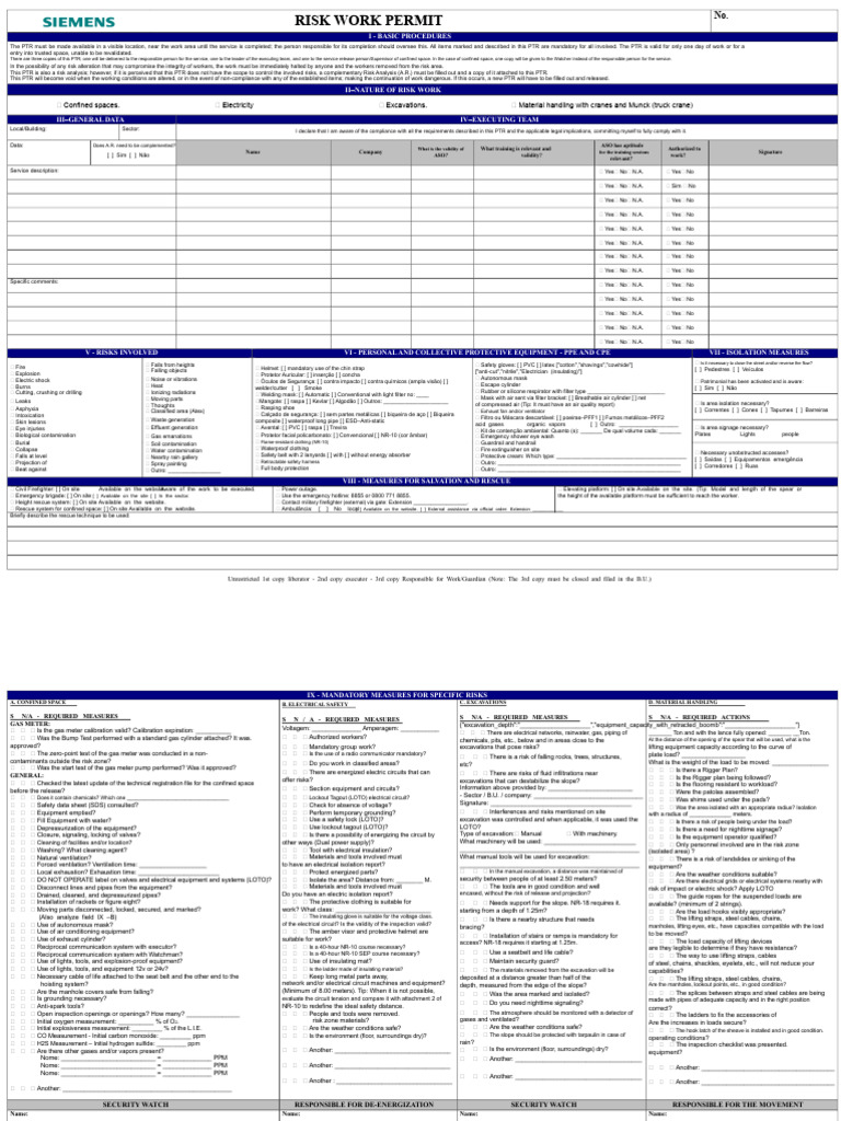 Risk Work Permit Guidelines | PDF