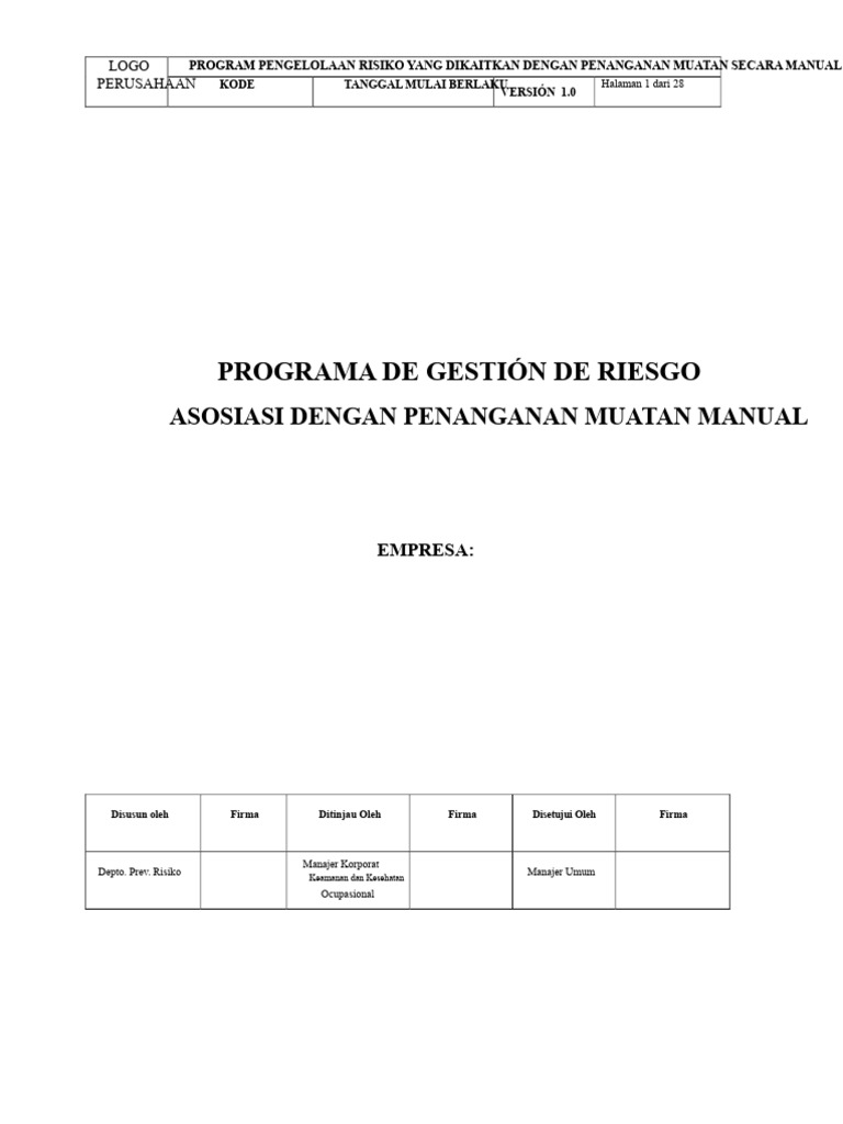 Program Manajemen Risiko Penanganan Manual | PDF