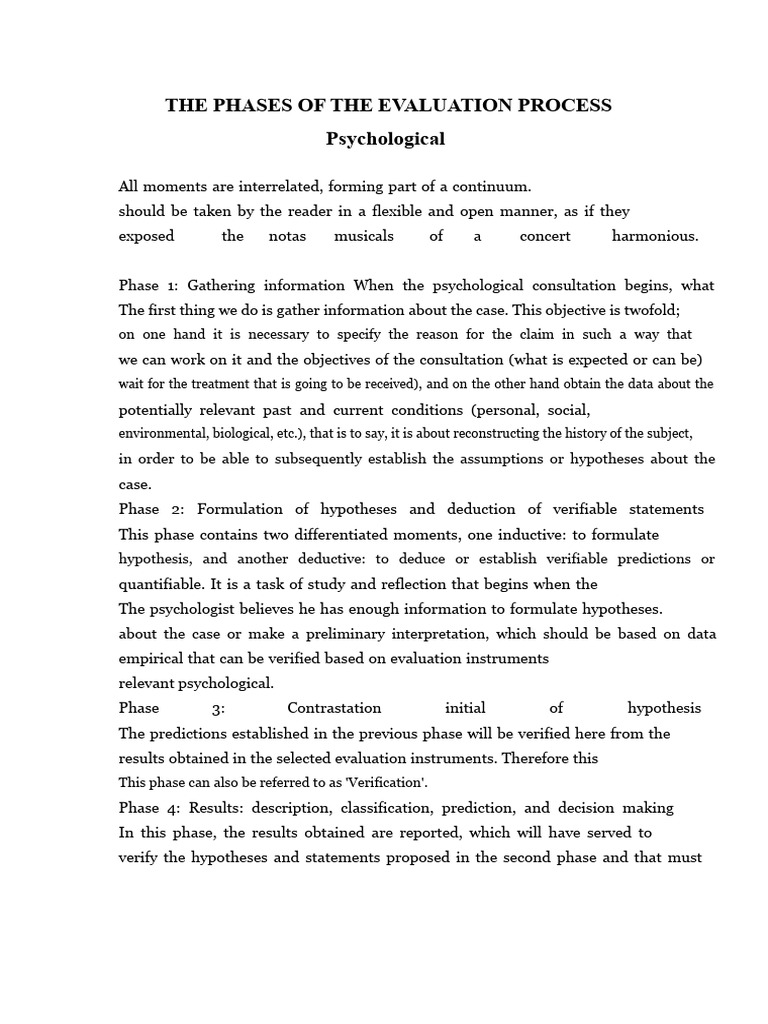 Phases of the Psychological Evaluation Process | PDF | Hypothesis ...