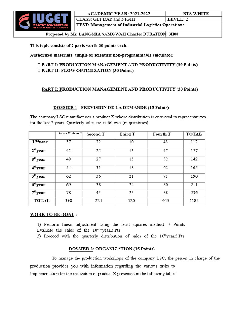 Industrial Logistics Operations Test | PDF | Algorithms | Combinatorics