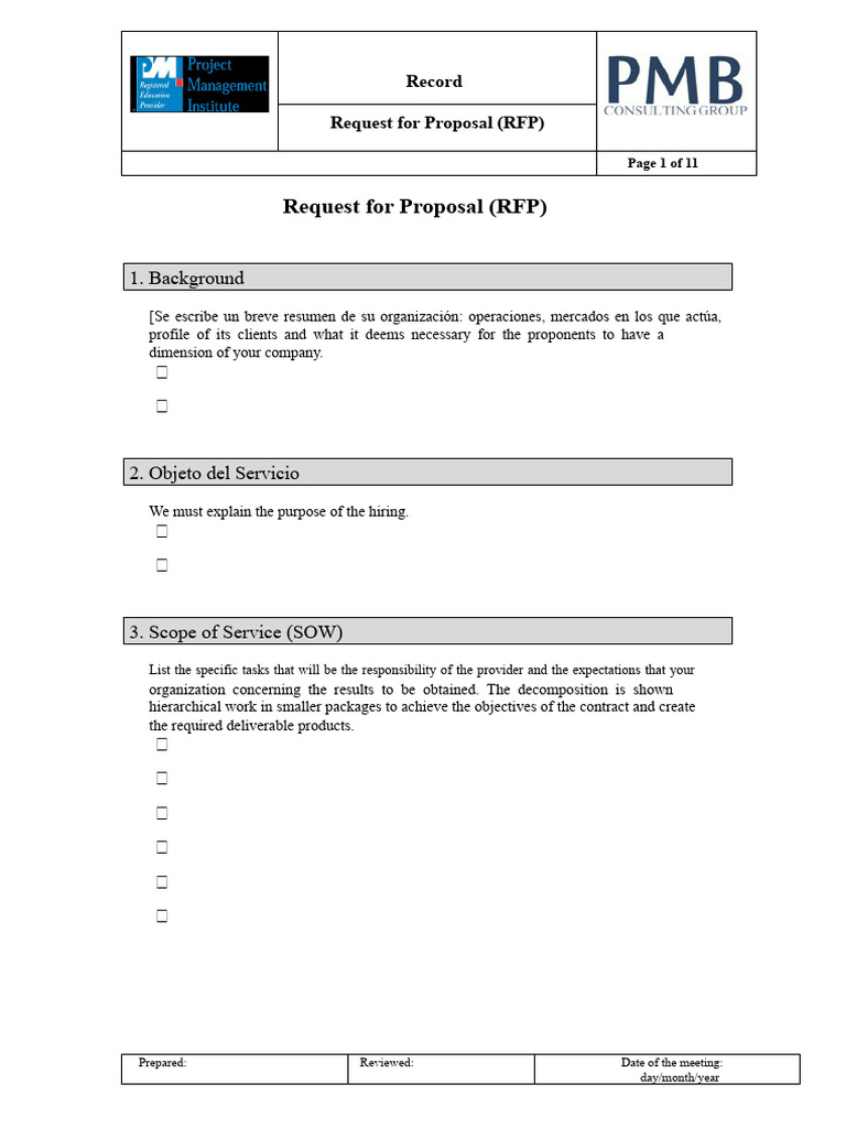 RFP Template - v2 Rev1 | PDF
