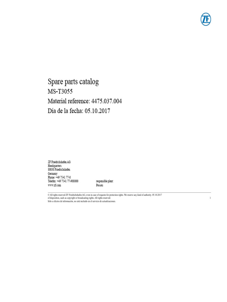 ZF Spare Parts Catalog 4475.037.004 | PDF | Motor Vehicle