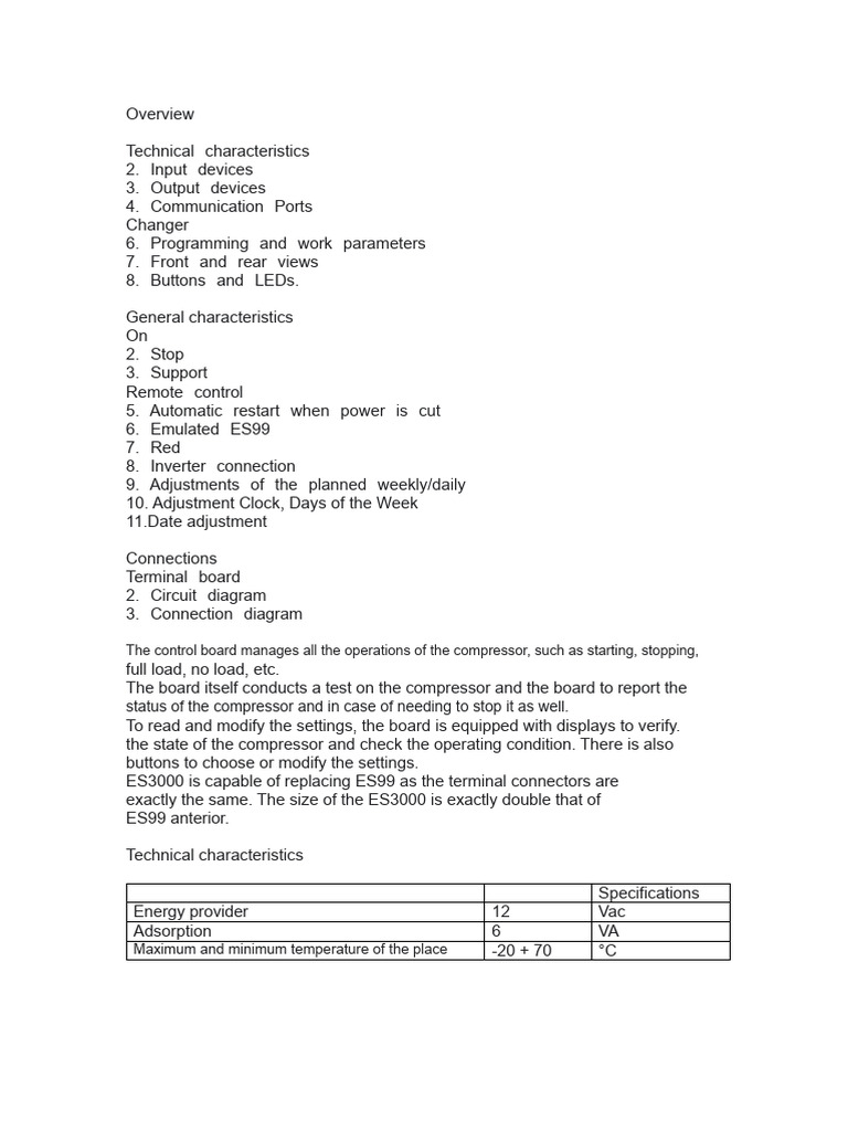 ES3000 Compressor Control Overview | PDF | Switch | Electrical Engineering