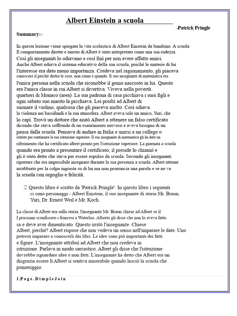 Albert Einstein A Scuola | PDF