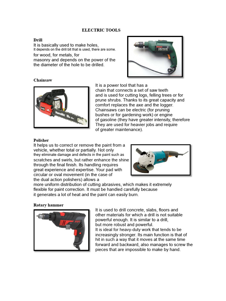 Electric Tools | PDF | Drill | Grinding (Abrasive Cutting)