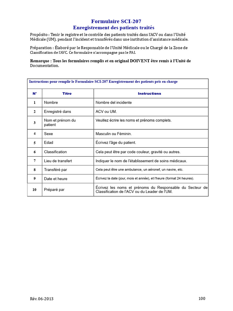 Enregistrement des Patients SCI-207 | PDF
