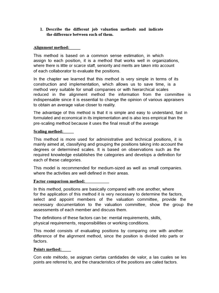 Job Valuation Methods | PDF | Real Estate Appraisal | Evaluation