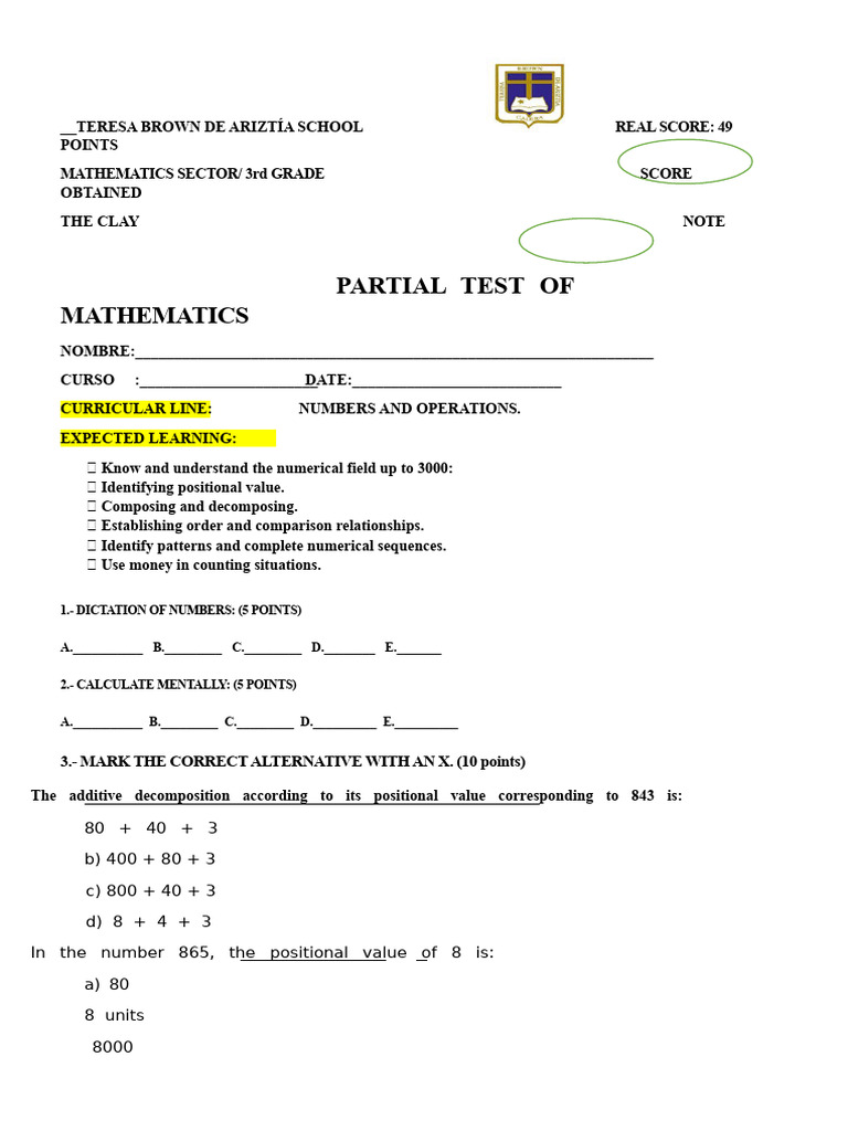 Basic Test 3 | PDF | Numbers | Mathematics
