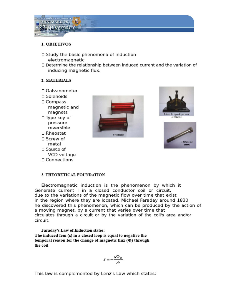 Electromagnetic Induction Experiment Guide | PDF | Electromagnetic ...