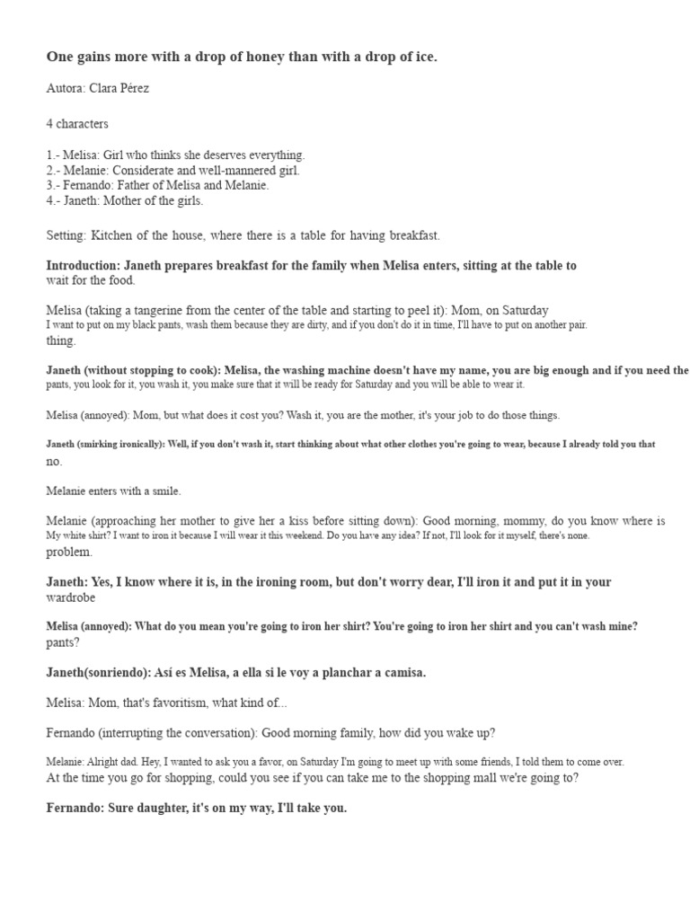 You Earn More With A Drop of Honey (Theatrical Script) | PDF