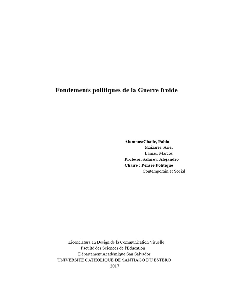 Fondements politiques de la Guerre froide | PDF | Communisme | Guerre ...