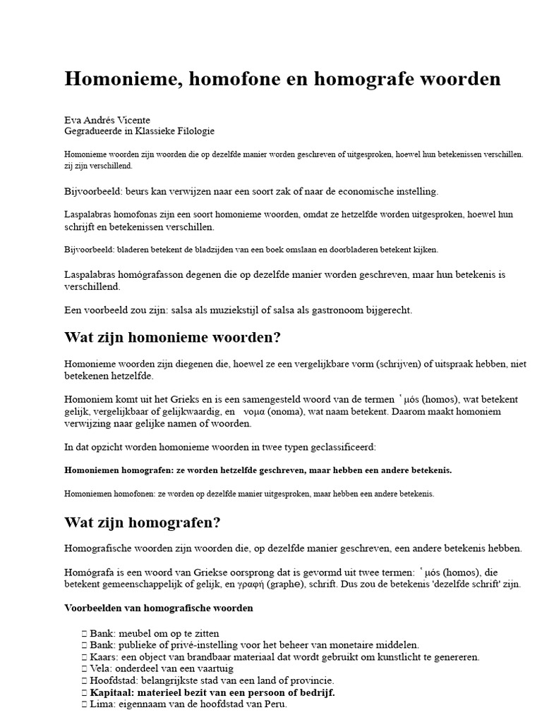 Homonieme Woorden | PDF