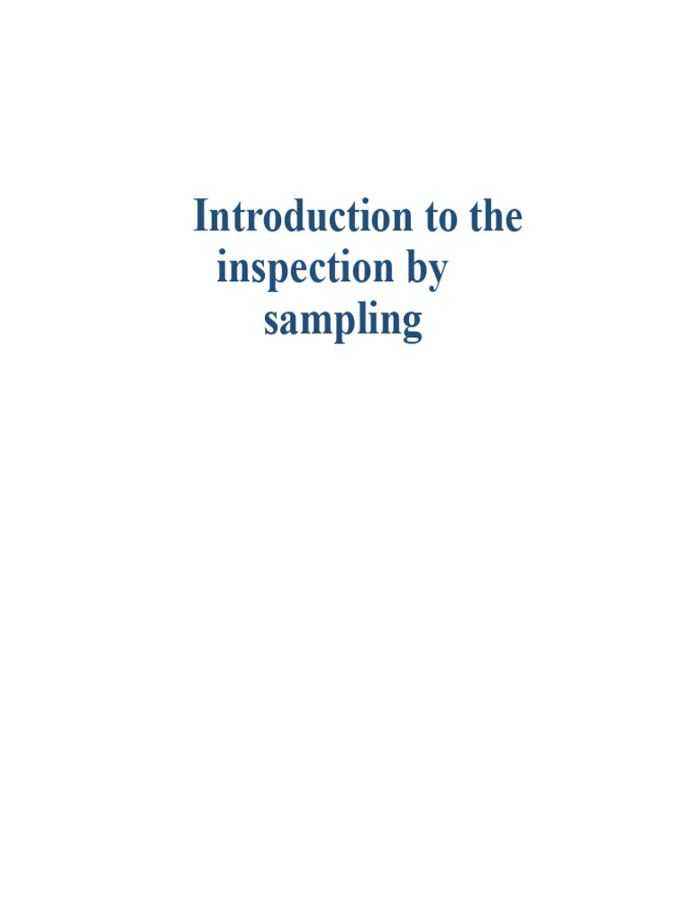 Sampling Inspection | PDF | Sampling (Statistics)