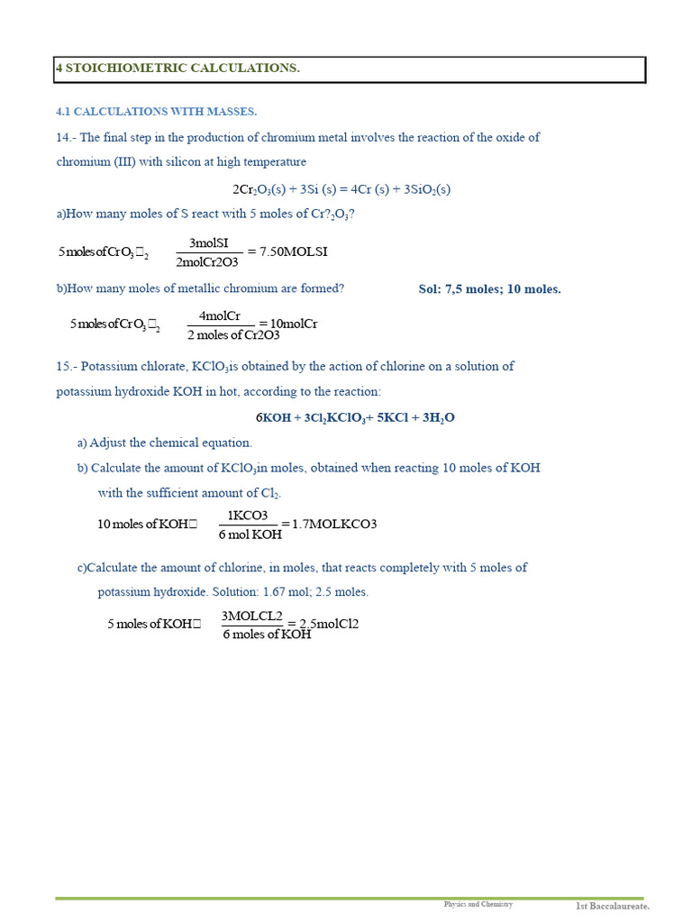 Stoichiometric Calculations in Chemistry | PDF | Mole (Unit) | Oxide