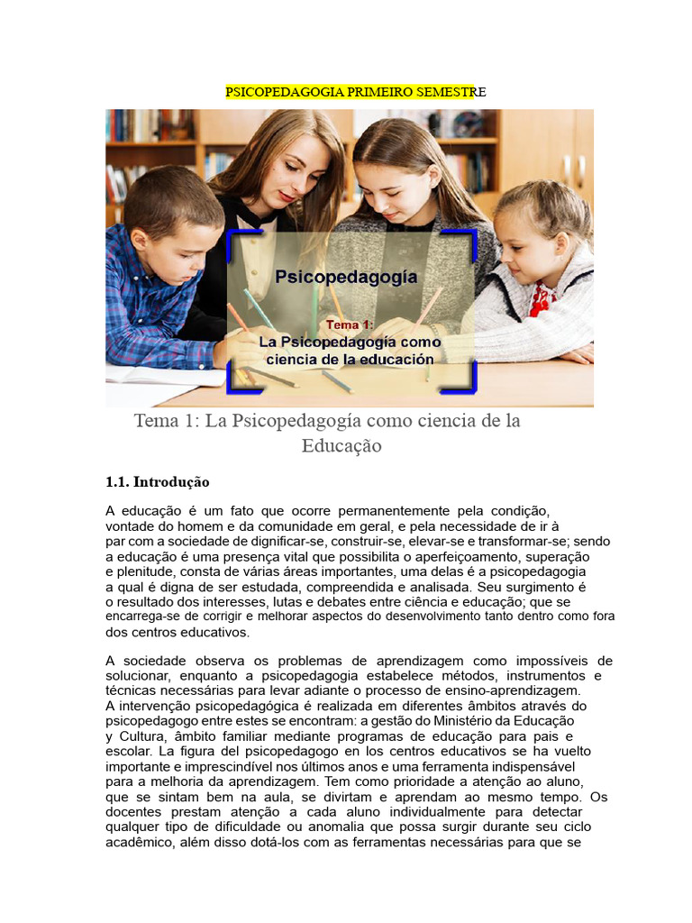 Importância da Psicopedagogia na Educação | PDF | Pedagogia ...