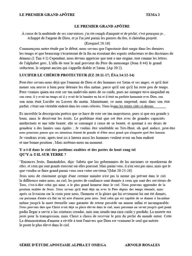 Lucifer : Origine et Chute du Grand Apôtre | PDF | Jésus | Église ...