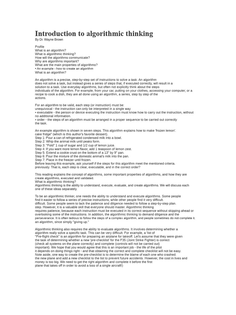 Understanding Algorithmic Thinking Basics | PDF | Algorithms | Software