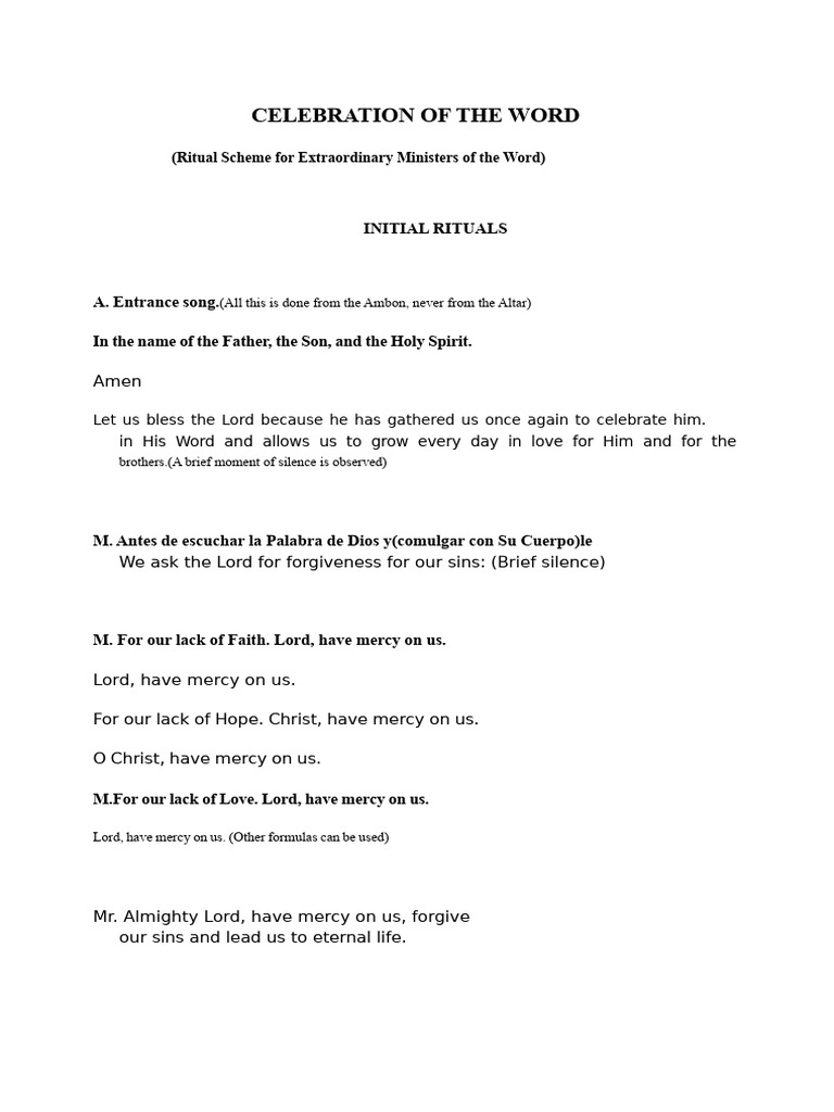 Rituals for Celebrating the Word | PDF | Eucharist | Mass (Liturgy)