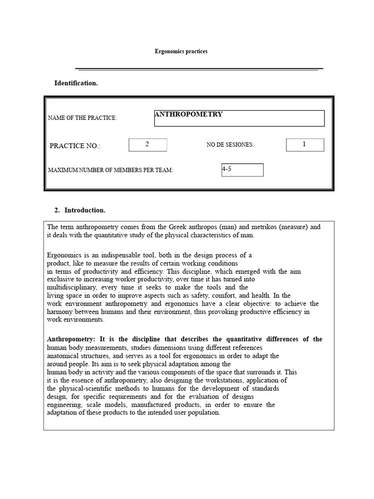 TASK - Practice ANTHROPOMETRY | PDF | Anthropometry | Measurement