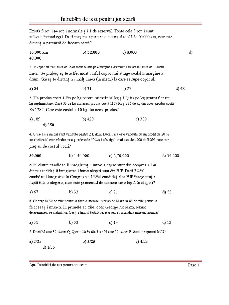 Test de Aptitudini | PDF