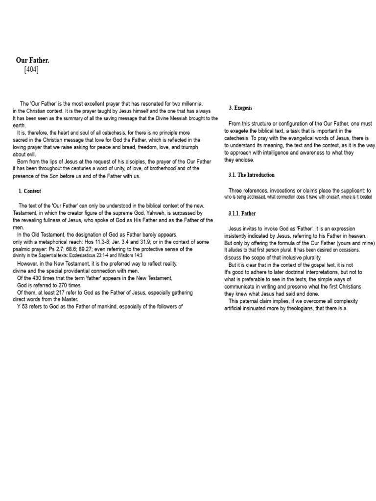 Understanding the Our Father Prayer | PDF | Lord's Prayer | God The Father