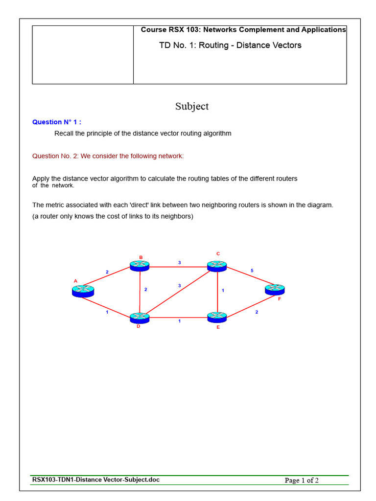Distance Vector Routing Algorithm Guide | PDF | Routing | Wide Area Network