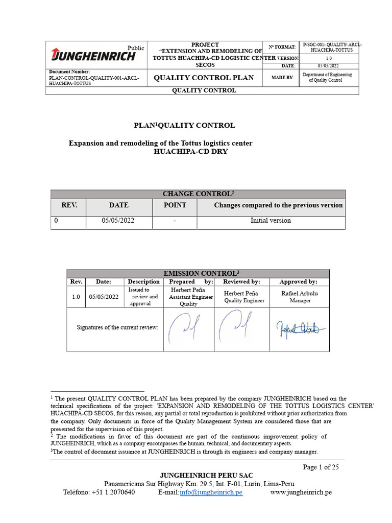 Quality Control Plan Tottus | PDF | Specification (Technical Standard ...